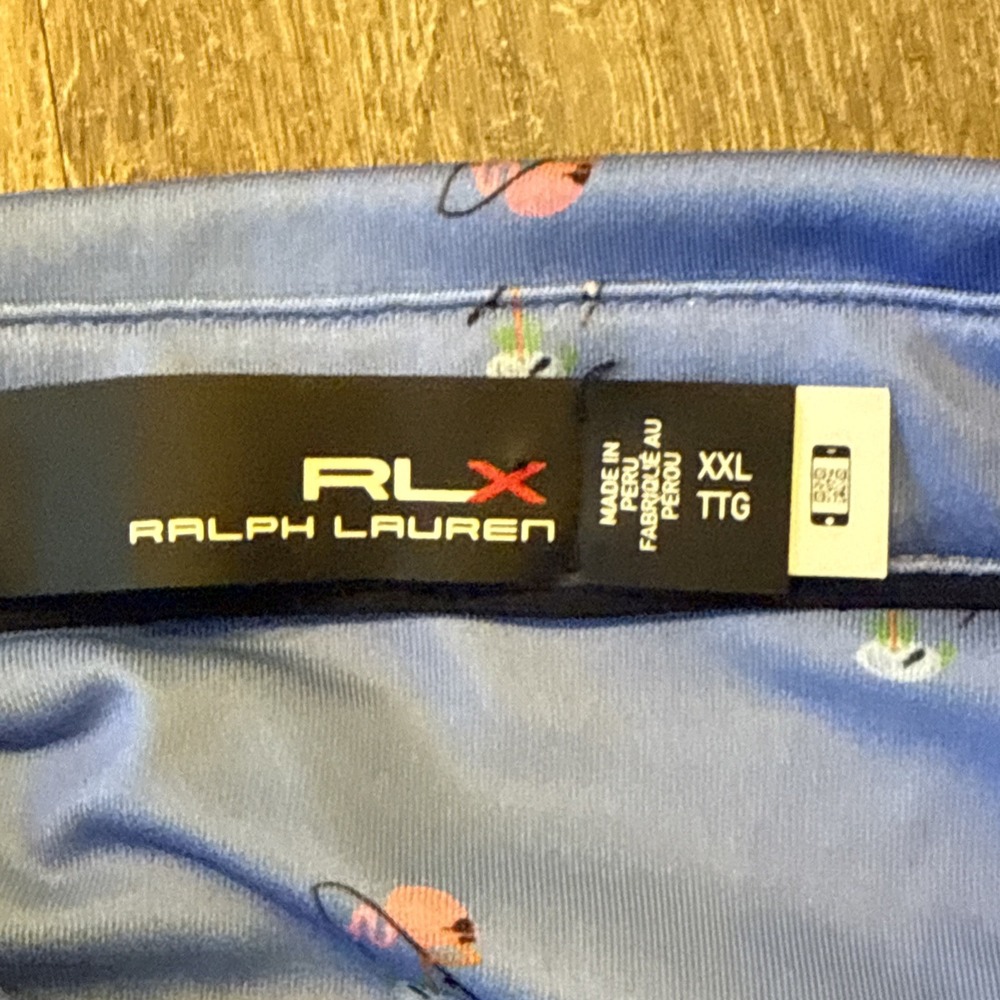RLX Ralph Lauren Men's XXL Performance Polo Shirt Fishing Flamingo Blue - Picture 3 of 12